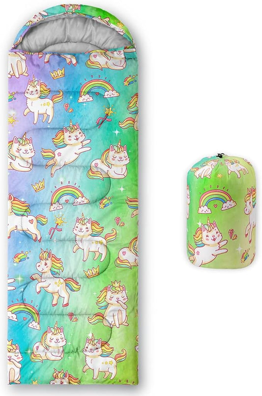 Kids Sleeping Bag for Boys Girls,Western Cowboy Print-Lightweight Warm Portable Outdoor Indoor-Waterproof Cold Weather Resistant Sleeping Bag for Camping Hiking