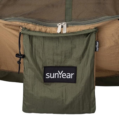 Sunyear Camping Hammock, Portable Single & Double Hammock with Net, 2 Person Hammock Tent with 2 * 10ft Straps, Best for Outdoor Hiking Survival Travel