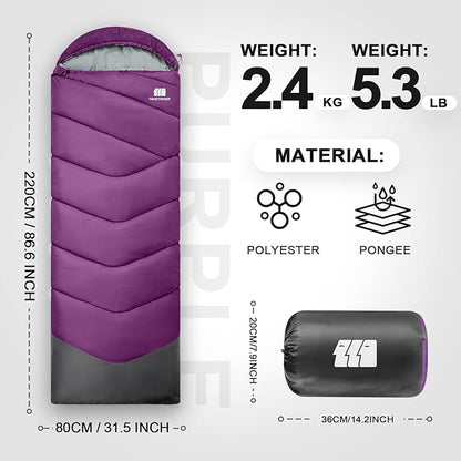 Sleeping Bags for Adults Cold Weather & Warm,Backpacking Camping Sleeping Bag for Tall Girls Boys,Lightweight,Compact,Waterproof Camping Gear for Traveling,Hiking,Hotel,Outdoor & Indoor