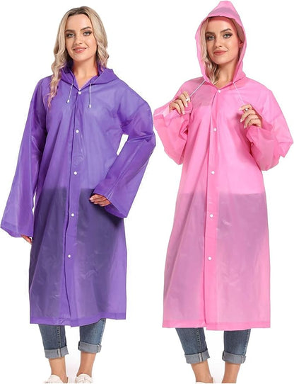 Rain Ponchos for Adults Reusable Raincoats Survival Heavy Duty Military Impermeable 2 Packs Rain Coat…