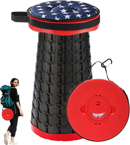 18-inch Heavy Duty Collapsible Stool with Cushion - 800 lbs Capacity, 2.6 lbs Lightweight Portable Folding Stool for Camping, Travel, Music Festivals and Other Outdoor Events