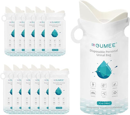 OUMEE 8/12/20/23/28 Pcs Emergency Disposable Urinal Bags, 700 ML Camping Pee Bags Unisex Urine Bag Vomit Bag for Travel Traffic Jam Portable Toilet Bag for Men Women