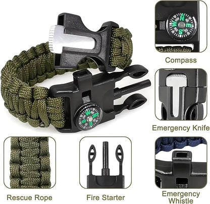 Emergency Magnesium Fire Starter 10 Bags Wax Rope Tent Paracord Bracelet for Camping Hiking Bushcraft Outdoor Survival Fishing Hunting