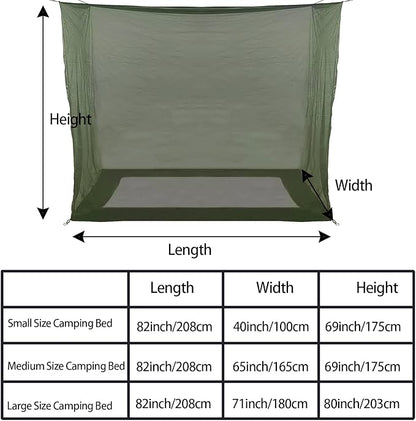 Aventik No-See-Um Premium Rectangular Camping Mosquito Net, The Ultra-Fine Mesh Olive-Green Easy to Carry&Easy Installation for Double Bed, Hammocks or Camping Use (82x65x69in/208x165x175cm)