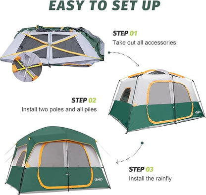 UNP 2/4/6/8 Person Tent, Portable Cabin Tent, Camping Tent 4-Person Easy Set Up, Waterproof with Top Rainfly for Outdoor Camping/Hiking