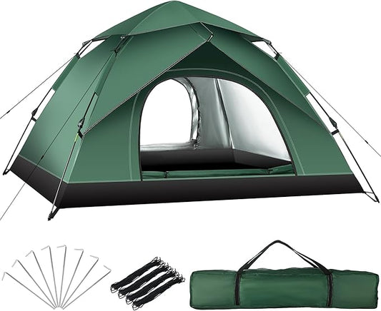 1-2 Person Instant Pop Up Tent, Quick Setup Lightweight Camping Tent for Solo or Duo, Waterproof Windproof Dome Tent for Hiking, Backpacking, Beach, Festival with Carry Bag