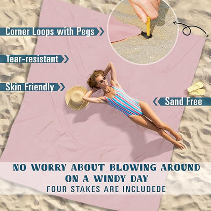 Beach Blanket Sandproof Waterproof 10'×9' 1-8 Adults Oversized,Compact Lightweight Durable Beach Mat for Travel Camping Hiking Picnic Blanket