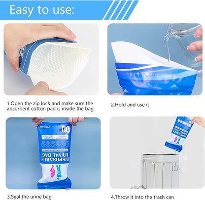 Disposable Urinal Bag, Portable Urine Bag, Portable toilet for adults, Unisex Urinal Bag for Men Women Children, Emergency pee/wee bags, vomit bags for Car, Traffic Jams, Camping, Travel (Blue, 6)
