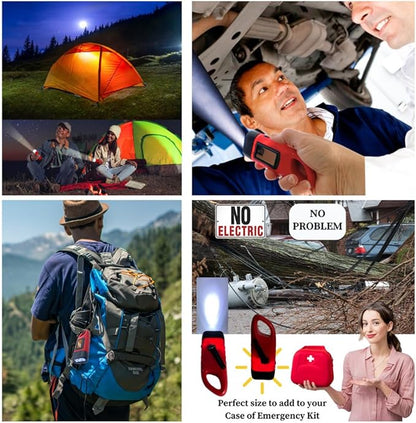 Evelots Hand Crank Solar Powered Flashlights ( 4 Pack ) Rechargeable Emergency Survival Flashlight for Camping , Car - Easy 3 LED Bright Light for Hiking , Outdoor Sports , Home Power Outage
