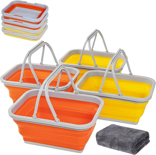 AUTODECO Collapsible Sink with Handle Towel, 2.37 Gal / 9L Foldable Wash Basin for Washing Dishes, Camping, Hiking and Home