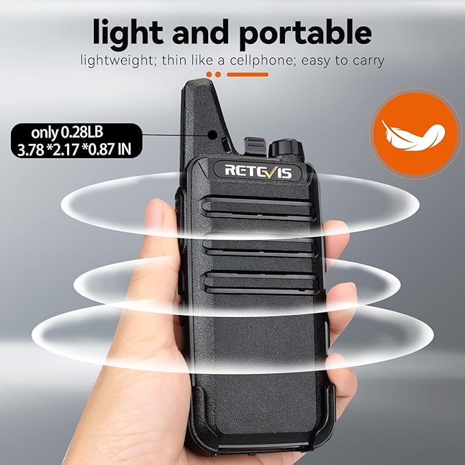 Retevis RT22 Two Way Radio Long Range Rechargeable,Portable 2 Way Radio,Handsfree Walkie Talkie for Adults Cruise Hiking Hunting Skiing(4 Pack)