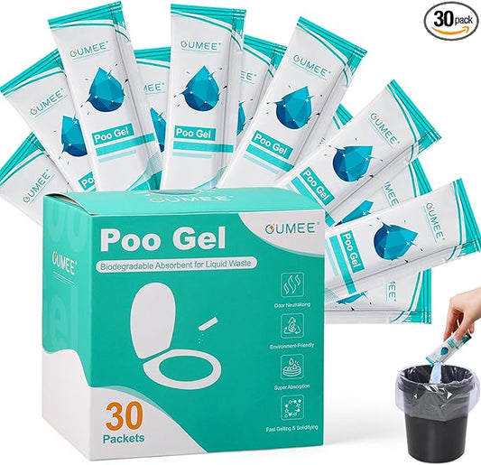 30 PACK Poo Gel for Portable Toilet, Camping Toilet Powder for Potty Bags, Eco Absorbent Gel, Portable Toilet Gel Packets for Outdoor Recreation Camping Supplies (30)