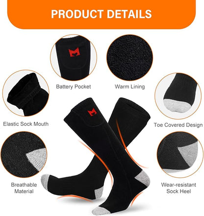 Heated Socks for Men Women, Battery Heated Socks, Electric Heated Socks for Camping Fishing Cycling Skiing Skating Hunting Hiking
