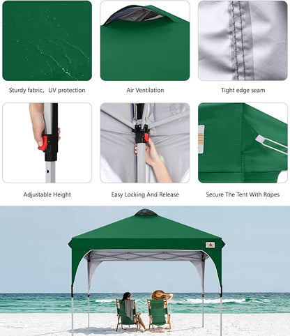 ABCCANOPY Outdoor Pop up Canopy Tent, 10x10 Instant Portable Canopy for Camping, Beach, Backyard, Green