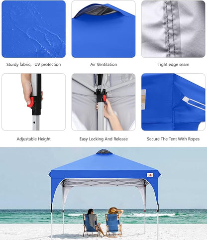 ABCCANOPY Outdoor Pop up Canopy Tent, 10x10 Instant Portable Canopy for Camping, Beach, Backyard (Royal Blue)