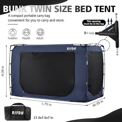 Bed Tent Bed Canopy BunkTwin Size Tents for Adult and Kids- Original Design Portable Dream Tent Indoor Sleeping Tents 80% Blackout with 3 Doors Breathable Big Space Tents