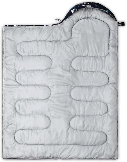 Kids Sleeping Bag for Boys Girls,Rocket Moon Print-Lightweight Warm Portable Outdoor Indoor-Waterproof Cold Weather Resistant Sleeping Bag for Camping Hiking
