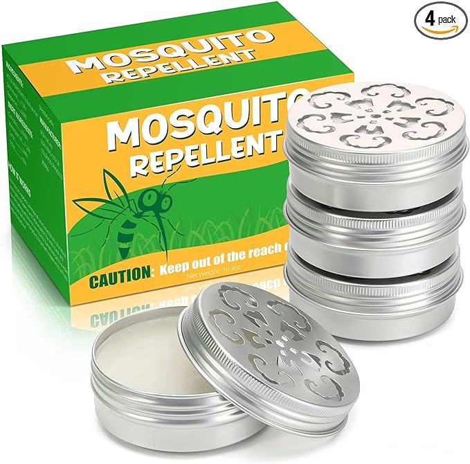 4 Pack Powerful Mosquito Repellent - Natural Deet Free Mosquito Repellent for Kids Adults Outdoor Patio Home Travel Camping Yard, Keep Mosquito Away Mosquito Barrier