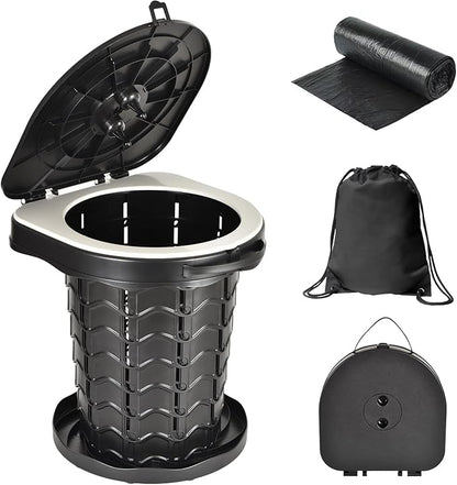KPR Upgrade Retractable Portable Toilet Camping Toilet Lightweight and Height Adjustable Folding Travel Toilet Portable Potty for Adults Kids, Perfect for Travel,Camp,Car,Emergency Use
