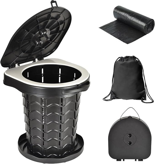KPR Upgrade Retractable Portable Toilet Camping Toilet Lightweight and Height Adjustable Folding Travel Toilet Portable Potty for Adults Kids, Perfect for Travel,Camp,Car,Emergency Use