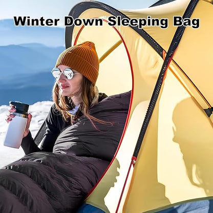 Ultralight Down Sleeping Bag for Adults with 600 Fill Power, Compact Sleeping Bag for Backpacking, Hiking and Camping