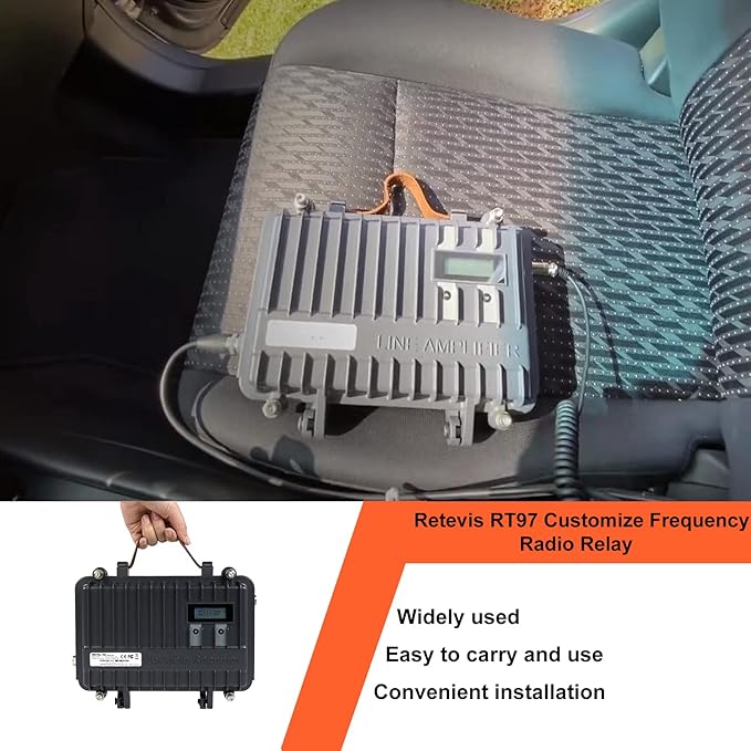 Retevis RT97 GMRS Repeater Kit, Long Range Full Duplex Mobile Repeater with MA05 Omnidirectional Antenna and Coaxial Cable, Easy to Install and Use Repeater for Family Use(1 Pack)