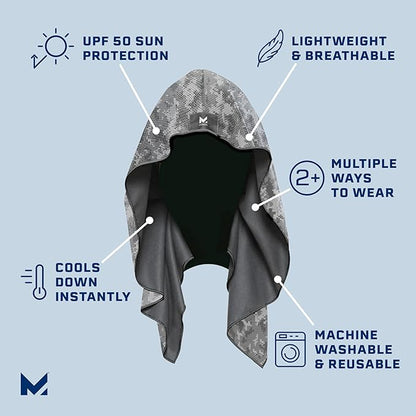 MISSION Cooling Hoodie Towel- Hood Towel, Evaporative Cool Technology, Cools Instantly When Wet, UPF 50 Sun Protection, Contours Your Head to Stay in Place, Great for Sports, Fitness, Gym