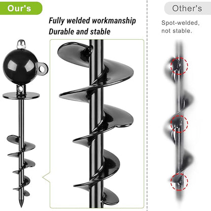 SELEWARE Dog Tie Out Stake Outdoor Anti-rust Dog Anchor for Large Dogs up to 220 lbs, Free Rotation Dog Stake Dog Camping Gear Twist Rod Included