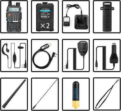 BaoFeng UV-5R 8-Watt (3rd Gen) Handheld Ham Radio with 2 Rechargeable Battery, Dual-Band 2-Way Radio Handheld Walkie Talkies Complete Set with Earpiece and Programming Cable (Pack 1)