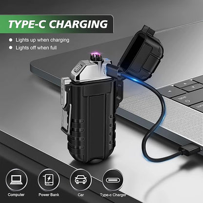 Lafagiet USB-C Rechargeable Lighter, Dual Electric arc, Waterproof, Flame-Less, Windproof Plasma lighters for Grill, Survival, Camping, Candle