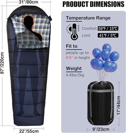 REDCAMP Cold Weather Mummy Sleeping Bag, Warm Flannel Cotton Sleeping Bag, 2 lbs/ 4 lbs Filling