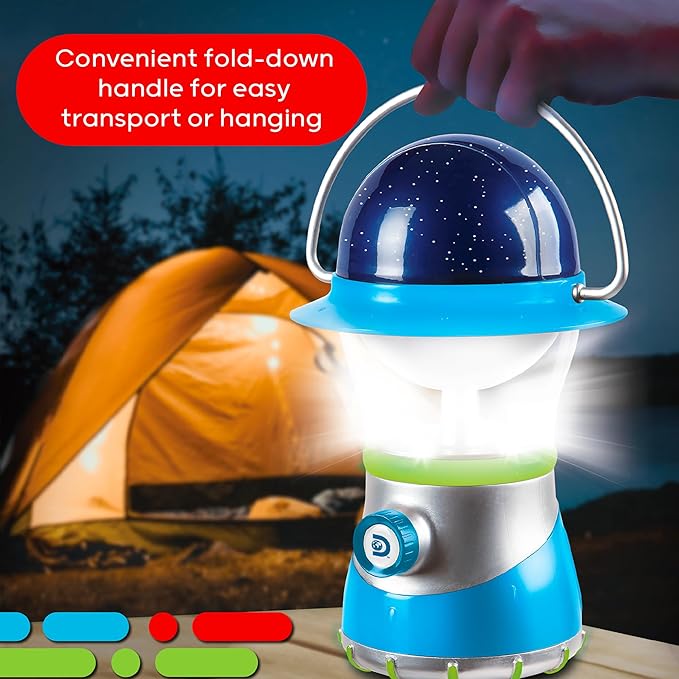 Discovery Kids LED Starlight Lantern [Amazon Exclusive] 2-in-1 Hanging Lantern & Star Constellation Projector with Guide, Easy to Use for Children, Battery Operated, Educational Camping Toy