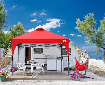 ABCCANOPY Outdoor Pop up Canopy Tent, 10x10 Instant Portable Canopy for Camping, Beach, Backyard, Red
