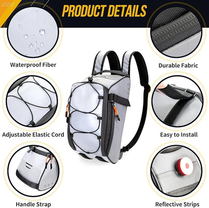 WOTOW Bike Rear Rack Bag - 10L Large Full Reflective Waterproof Trunk Bag, Multifunctional Bicycle Back Seat Cargo Carrier with Shoulder Strap(Full Reflective)