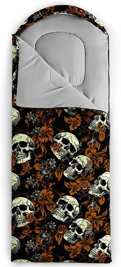 Sleeping Bags for Adults and Kids，3D Printing Camping Sleeping Bag for Girls Boys Lightweight Waterproof Cold/Warm 3-Season，Outdoor Travel with Compression Bags