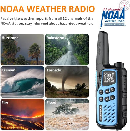 BAOFENG T25 Walkie Talkies for Adults Teens 22 FRS Channels Two Way Radio with 1400mAh Rechargeable Battery, VOX, NOAA, Flashlight, SOS, Dual Watch for Camping, Hiking, Biking, Family Outdoors, 2 Pack