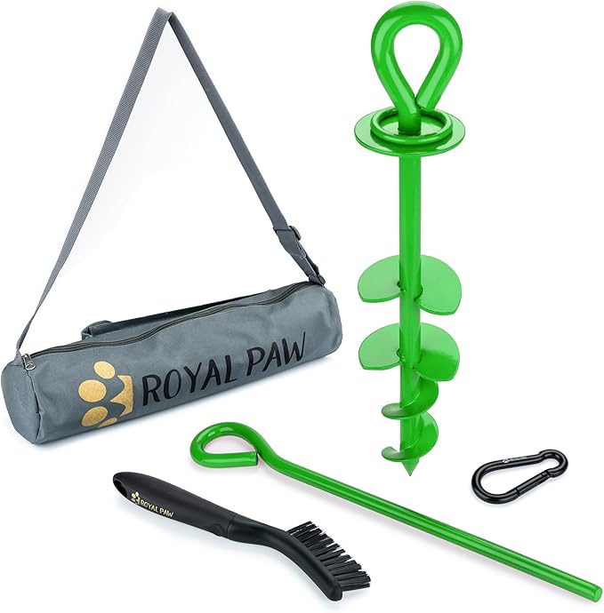 Dog Tie Out Stake - Heavy Duty Dog Stake for Large Dogs up to 210 lbs, Dog Stakes for Outside to use with Any Dog Tie Out Cable or Dog Leads for Yard (G1-Grass Green)
