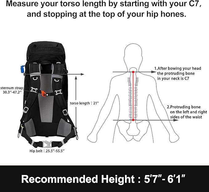 N NEVO RHINO Internal Frame Hiking Backpack 50/60/65/70/80L, Mountain Climbing Camping Backpack Daypack Waterproof Rain Cover