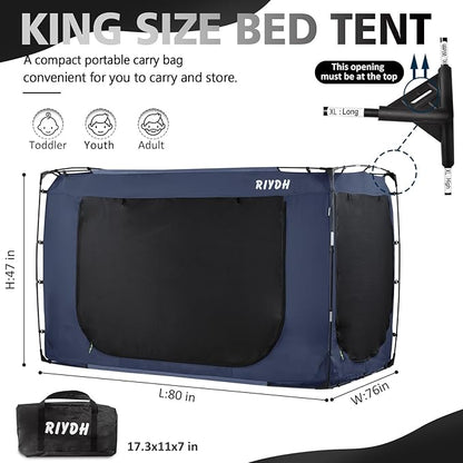 Bed Tent Bed Canopy King Size Tents for Adult and Kids- Original Design Portable Dream Tent Indoor Sleeping 80% Blackout with 3 Doors Breathable Big Space Tents