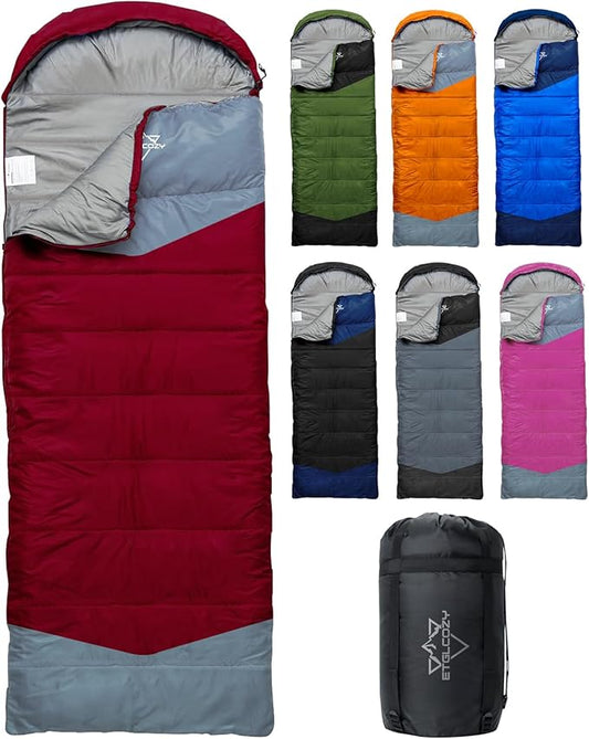 Sleeping Bag for Adults Cold Weather & Warm, Lightweight Backpacking Camping Hiking Essentials Gear for Kids 10-12 Girls Boys Compact w/Compression Sack Indoor Outdoor Sleep Must Haves