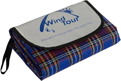 Wind Tour Family Outdoor Waterproof Durable Picnic Blankets with Carry Strap,Foldable 50×70.9 inch Sandproof Picnic Floor Mat for Kids Playground Camping Park Hiking Grass Travelling (2, Blue)