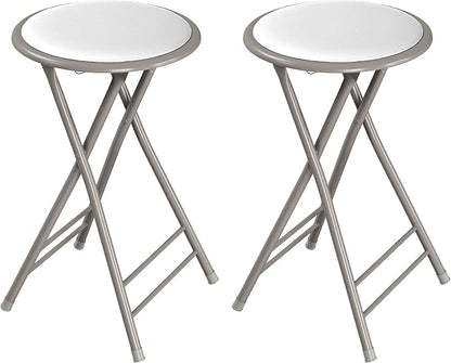 Lavish Home Set of 2 Counter Height Bar Stools - 24-Inch Backless Folding Chairs with 225lb Capacity for Kitchen, Rec Room, or Game Room (White)