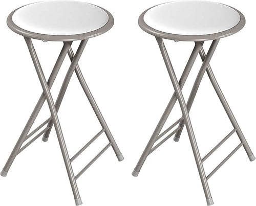 Lavish Home Set of 2 Counter Height Bar Stools - 24-Inch Backless Folding Chairs with 225lb Capacity for Kitchen, Rec Room, or Game Room (White)