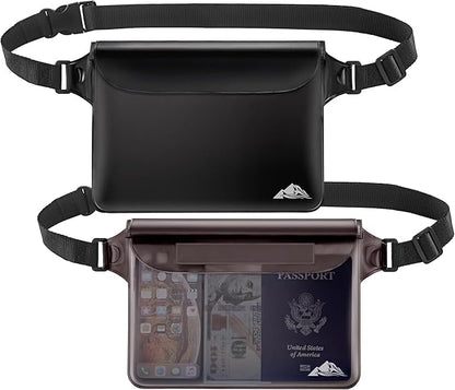 HEETA Waterproof Pouch, Screen Touch Sensitive Waterproof Bag Black & Gray Bundled with 5-Pack Clear Waterproof Dry Bag