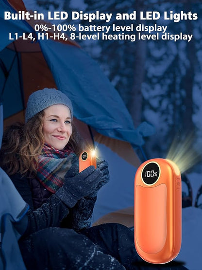 Hand Warmers Rechargeable, 14000mAh Electric Hand Warmer Max 18Hrs Warmth, Dual-Sided Hand Warmers Reusable Heat Up to 131℉, Portable Gloves Handwarmers for Raynauds, Hunting, Golf, Football, Camping