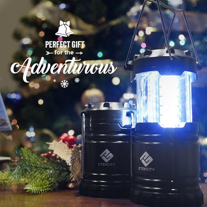 Etekcity Camping Lanterns for Power Outages 4 Pack, Flashlight for Camping Essentials, Emergency Led Battery Operated Lights, Survival Kit and Gear for Hurricane, Black