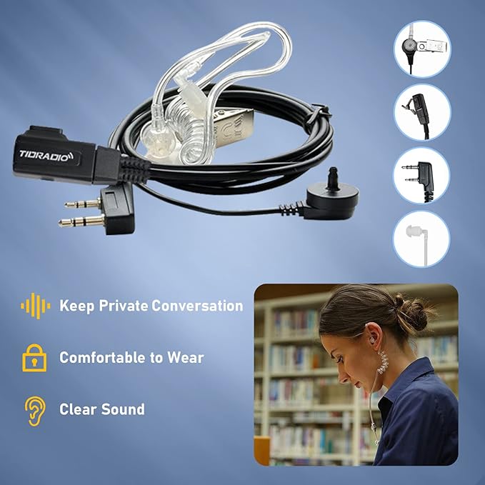 TIDRADIO TD-M8s 2 Way Radio Walkie Talkies Rechargeable VOX License-Free Two Way Radio with Earpiece Walkie Talkies for Adults School Church Restaurant Business Office (10 Pack)