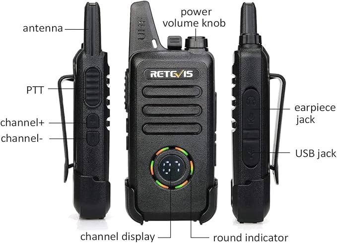 Retevis RT22S Walkie-Talkies Rechargeable,Small Walkie Talkies for Adults,VOX Alarm Channel Signal Display,Compact Two Way Radios for Family Community Gift Skiing(2 Pack)