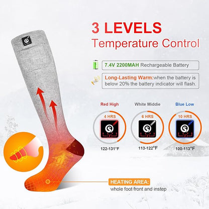 Heated Socks for Women Men,Foot Warmers Electric Rechargable Battery Heating Socks,Winter Cold Feet Hunting Ski Camping Hiking Riding Motorcycle Snowboating Thermal Warm Socks
