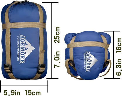 AGEMORE Ultralight Warm Weather Sleeping Bag, Portable Lightweight Waterproof Compact Sleeping Bag with Compression Sack, Fit for Kids Teens or Adults Outdoor Camping, Backpacking & Hiking